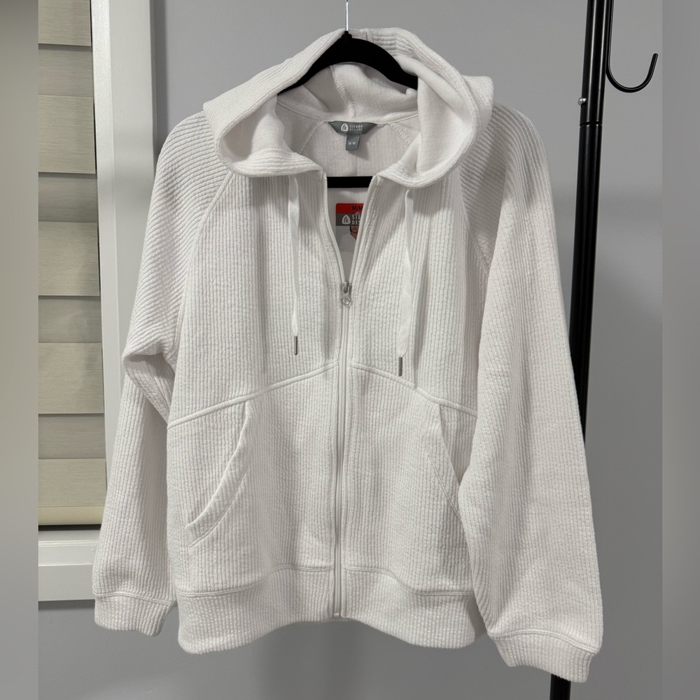 White Hooded Zip-Up Sweatshirt